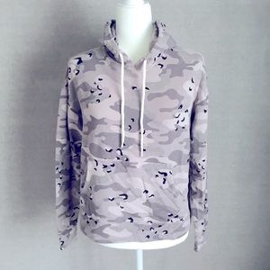Last Chance! Monrow Gray Camo Supersoft Fleece Drawcord Hoodie, Size S